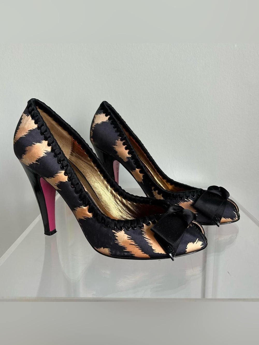 Betsey Johnson satin peep toe pumps